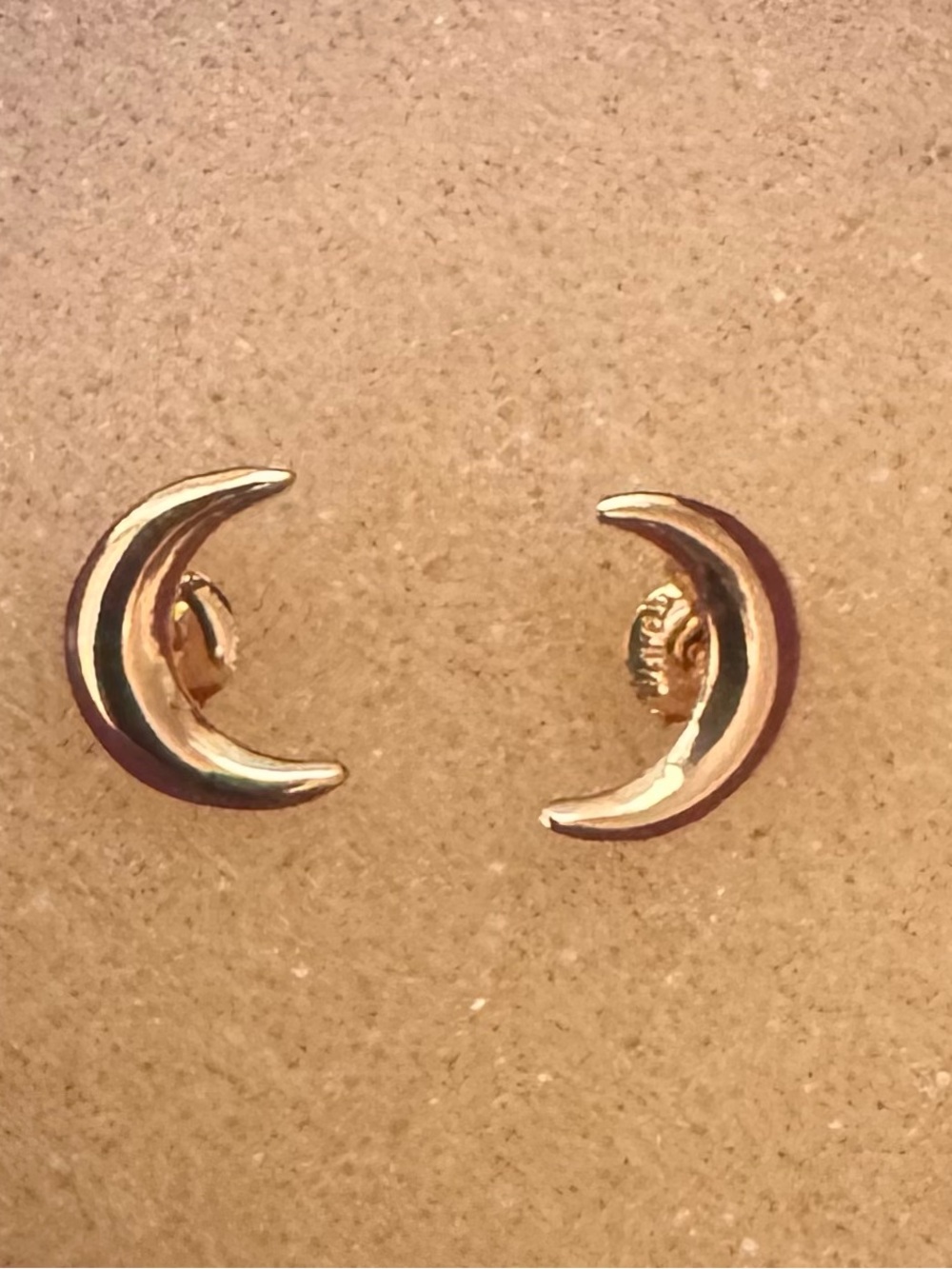 Crescent Moon Stud Earrings — Polished Gold